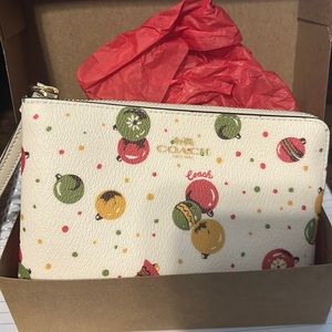 Coach corner zip wristlet *holiday edition*